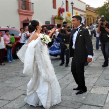 The Bride and Groom Dancing in the Street